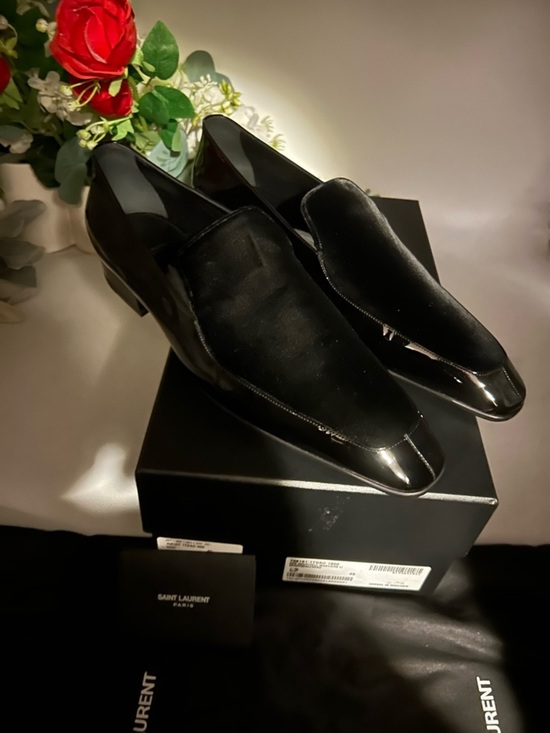 Men\'s Saint Laurent patent/velvet loafers size 45 made in Italy main image 4